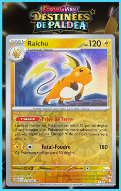 Carte Pokemon Raichu 019/091 Reverse EV4.5 DESTINEES DE PALDEA NEUF FR - Image 1