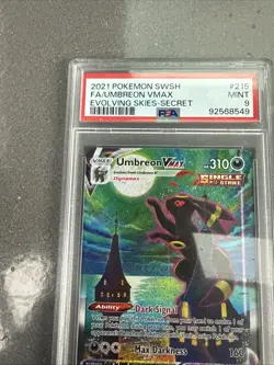 2021 POKEMON SWORD & SHIELD EVOLVING SKIES SECRET FULL ART/UMBREON VMAX PSA 9 - Image 2