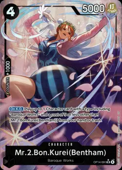 One Piece The Azure Sea's Seven Mr.2.Bon.Kurei(Bentham) Alt Art OP14-091 NM EN - Image 1