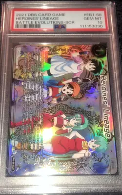 Dragon Ball Super Card Game Heroines Lineage EB1-68 SCR Battle Evolution PSA 10 - Image 1