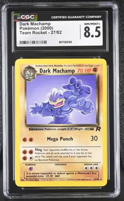 CGC 8.5 Dark Machamp 2000 Team Rocket 27/82 Pokemon Card - Image 1