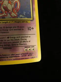 Mewtwo 10/102 Holo Base Set Unlimited MP Pokemon Card English - Image 4