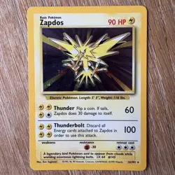 Pokemon TCG Zapdos Base Set Holo Unlimited Rare Card 16/102 LP - Image 1
