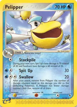 PELIPPER 19/109 - Rare NON-HOLO - EX Ruby and Sapphire - Pokemon Card - NM/M - Image 1