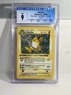 Pokemon Blue Label CGC 9 MINT Raichu 1st Edition Base Set Shadowless Subgrades! - Image 1