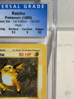 Pokemon Blue Label CGC 9 MINT Raichu 1st Edition Base Set Shadowless Subgrades! - Image 3