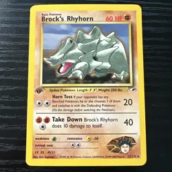 Brock’s Rhyhorn 1st Edition 22/132 Rare Gym Heroes WOTC Vintage Pokemon - Image 1