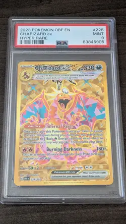 CHARIZARD EX 2023 Pokemon #228/197 PSA 9 MINT Obsidian Flames HYPER RARE - Image 1