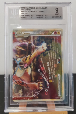 Entei & Raikou Legend 91/95 (Bottom) BGS 9 Pokemon HGSS Unleashed 2010 Holo Rare - Image 1