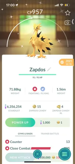 Pokemon Go Shiny Galerian Zapdos - Image 1