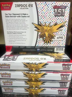 Pokemon TCG Scarlet & Violet 151 Zapdos EX Collection Boxes LOT OF 5 | SEALED - Image 4