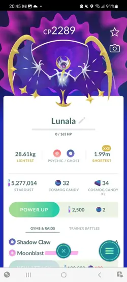Pokemon Go Legendary Lunala ( XXS) ( Normal ) - Image 1