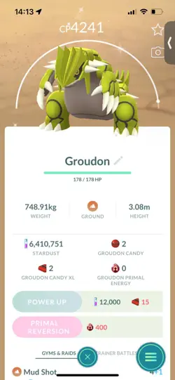 Pokemon Go Legendary Shiny Groudon ( High CP ) - Image 1
