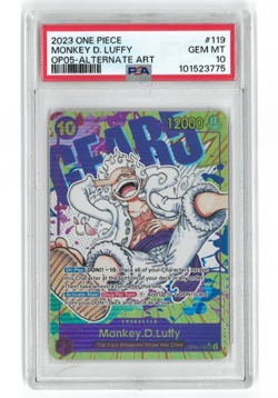 2023 ONE PIECE OP05 119 MONKEY D LUFFY GEAR 5 NIKA SEC ALT ART ENGLISH PSA 10 - Image 1