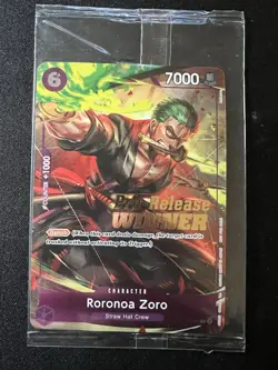 One Piece CCG Roronoa Zoro Pre-Release Winner Promo P-045 Sealed - Image 1