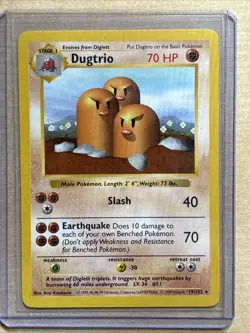 Pokemon TCG Dugtrio Base Set 19/102 Regular Shadowless Rare Card - Image 1