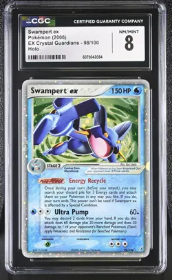 CGC 8 Swampert ex 2006 EX Crystal Guardians 98/100 Holo SWIRL Pokemon Card - Image 1