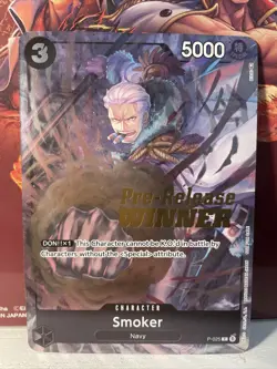 One Piece Smoker Pre-Release Winner Stamp P-025 Promo English w/Card Display - Image 3