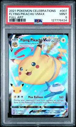 2021 POKEMON CELEBRATIONS 007 FULL ART/FLYING PIKACHU VMAX PSA 9 - Image 1