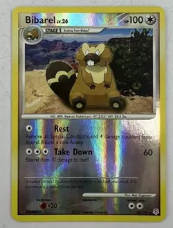 BIBAREL 20/130 Reverse HOLO Near Mint Diamond & Pearl 2007 Pokemon Bidoof Evo! - Image 1
