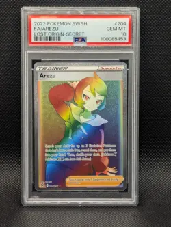 Arezu PSA 10 GEM MINT Secret Rare Full Art #204 Lost Origin 2022 SWSH - Image 1