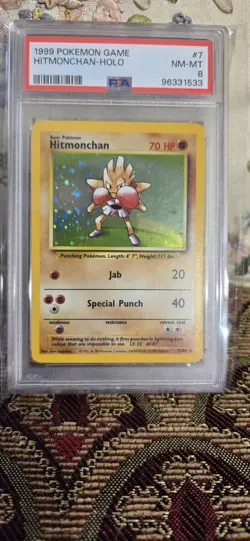 1999 Pokemon Game Hitmonchan 007/102 Base Set Holo PSA 8 - Image 1