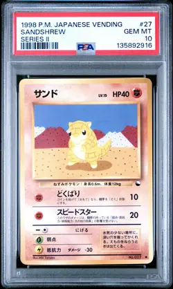 1998 POKEMON JAPANESE VENDING SERIES II #27 SANDSHREW PSA 10 - Image 1