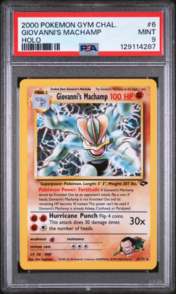PSA 9 Giovanni's Machamp Rare Holo MINT #6 Gym Challenge 2000 Pokemon 129114287 - Image 1