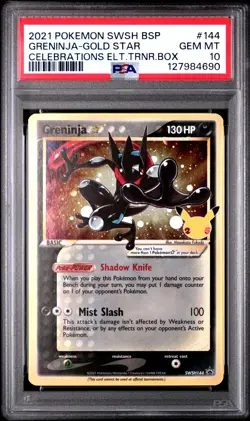 2021 POKEMON SWSH BLACK STAR PROMO #144 GRENINJA-GOLD STAR PSA 10 - Image 1