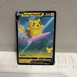 Pokemon Pikachu TCG Surfing v Celebrations Holo Ultra Rare Card 008/025 - Image 1
