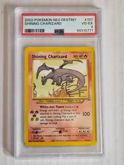 PSA 4 VG-EX Shining Charizard Neo Destiny Holo Rare Pokemon Card 107/105 - Image 1