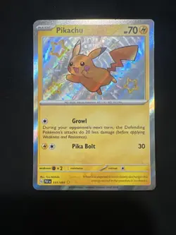 Pokemon Pikachu TCG Holo Shiny Rare Card Paldean Fates 131/091 - Image 1