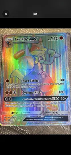 Pokemon Lucario GX 135/131 Secret Rare Holo SM Forbidden Light English Card - Image 1