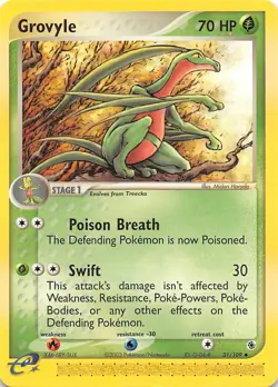 GROVYLE 31/109 - NON-HOLO - EX Ruby and Sapphire - e-READER Pokemon Card - NM/M - Image 1