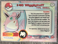 Wigglytuff #40 Topps TV Animation Series 1 Pokemon Card Red Topps Logo HP - Image 2