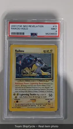 2001 Pokemon Neo Revelation Unlimited Raikou Holo Rare Card 1364 PSA 9 M G2U - Image 3