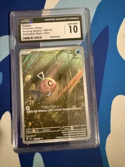CGC 10 GEM MINT Surging Sparks 198/191 Feebas Illustration Rare Holo Pokemon - Image 1