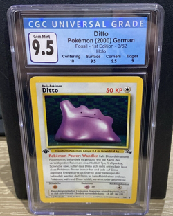 1999 Pokemon Fossil Ditto 1st Edition GERMAN Holo #3 CGC Gem Mint 9.5 - Image 1