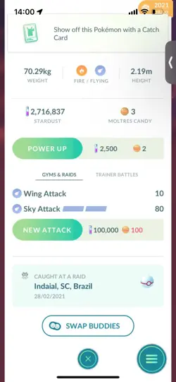 Pokemon Go Legendary Moltres ( Normal ) ( Reduced) - Image 2