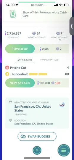 Pokemon Go Legendary Mewtwo ( Normal ) - Image 2
