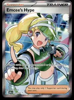 Pokemon TCG SV10: Destined Rivals #220/182 Emcee's Hype Holo NM - Image 1