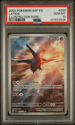 2024 POKEMON SSP EN-SURGING SPARKS ILLUSTRATION RARE #203 LATIOS PSA 10 - Image 1