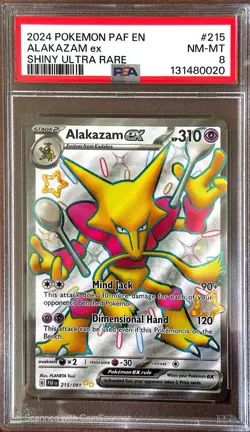 2024 POKEMON PAF EN-PALDEAN FATES SHINY ULTRA RARE #215 ALAKAZAM EX PSA 9 - Image 1
