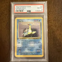 1999 Pokemon Fossil Lapras Holo PSA 8 First 1st Edition 10/62 New Cert rare - Image 1