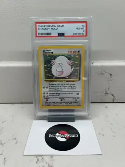 PSA 8 Chansey 1/102 Base Set Pokemon Card MINT - Image 1