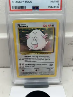 PSA 8 Chansey 1/102 Base Set Pokemon Card MINT - Image 3