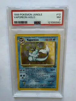 1999 Pokemon Vaporeon 12/64 Jungle Holo PSA 7 Trading Card Game TCG WOCT Vintage - Image 1