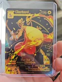 Charizard Black Foil Fan Art Collector Pokemon Card 003/008 Fiery Blast - Image 1