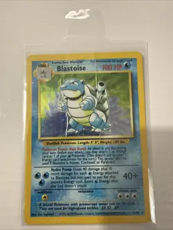 Pokemon TCG Blastoise Holo Rare Card Base Set, Unlimited, 2/102, HP/Damaged - Image 1