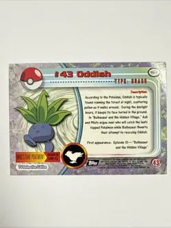 NM Oddish #43 Topps Pokemon Series 1 Rainbow Foil Black logo - Image 2